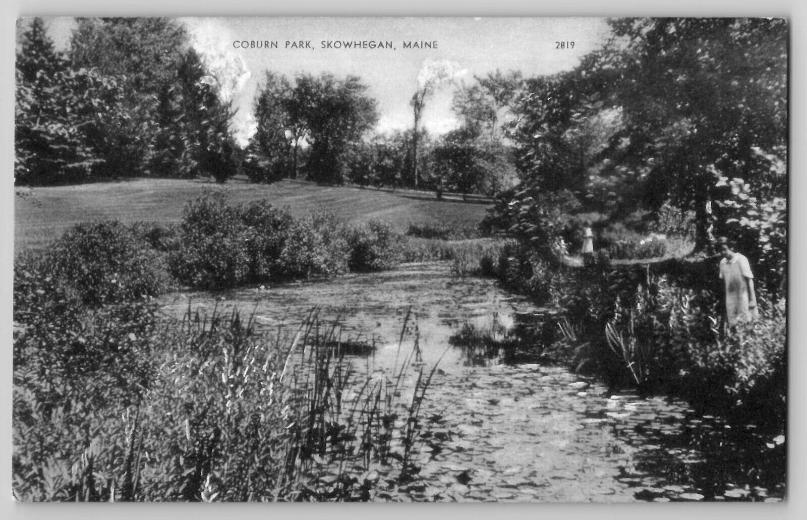 Coburn Park Skowhegan ME Maine Postcard Ladies Along Kennebec River c1910\'s