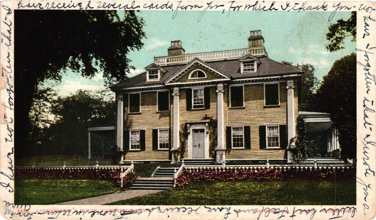 Longfellow House Cambridge Massachusetts MA Vintage Postcard Un-Divided 1908