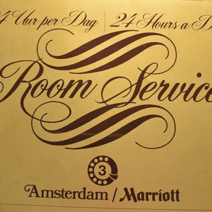 Vintage 1970s Marriott Hotel Restaurant Room Service Menu Amsterdam Netherlands