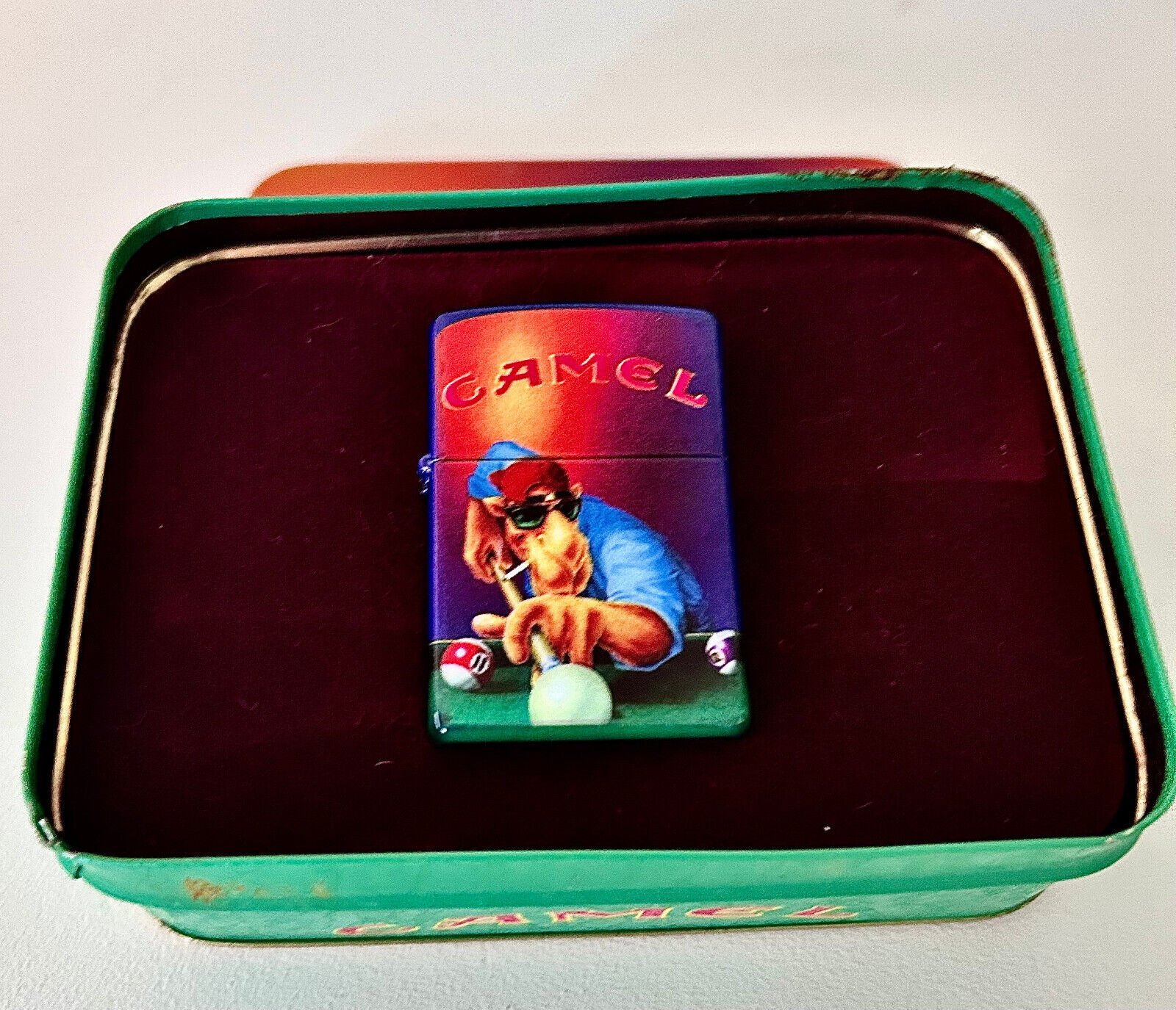 Camel Joe Lighter Playing Pool/Billiards with Tin,  Lighter Unfired & Sealed