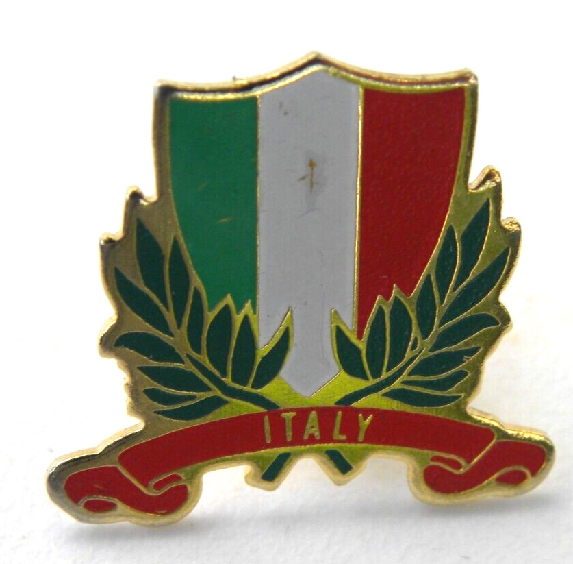 Vintage Italy Flag Shield Pin Enamel Hat Lapel Travel Souvenir