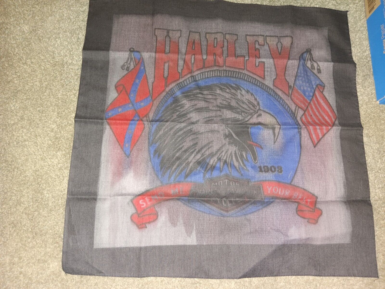 Harley Davidson Bandana Eagle Send Me Your Best Flags Made in The USA VTG