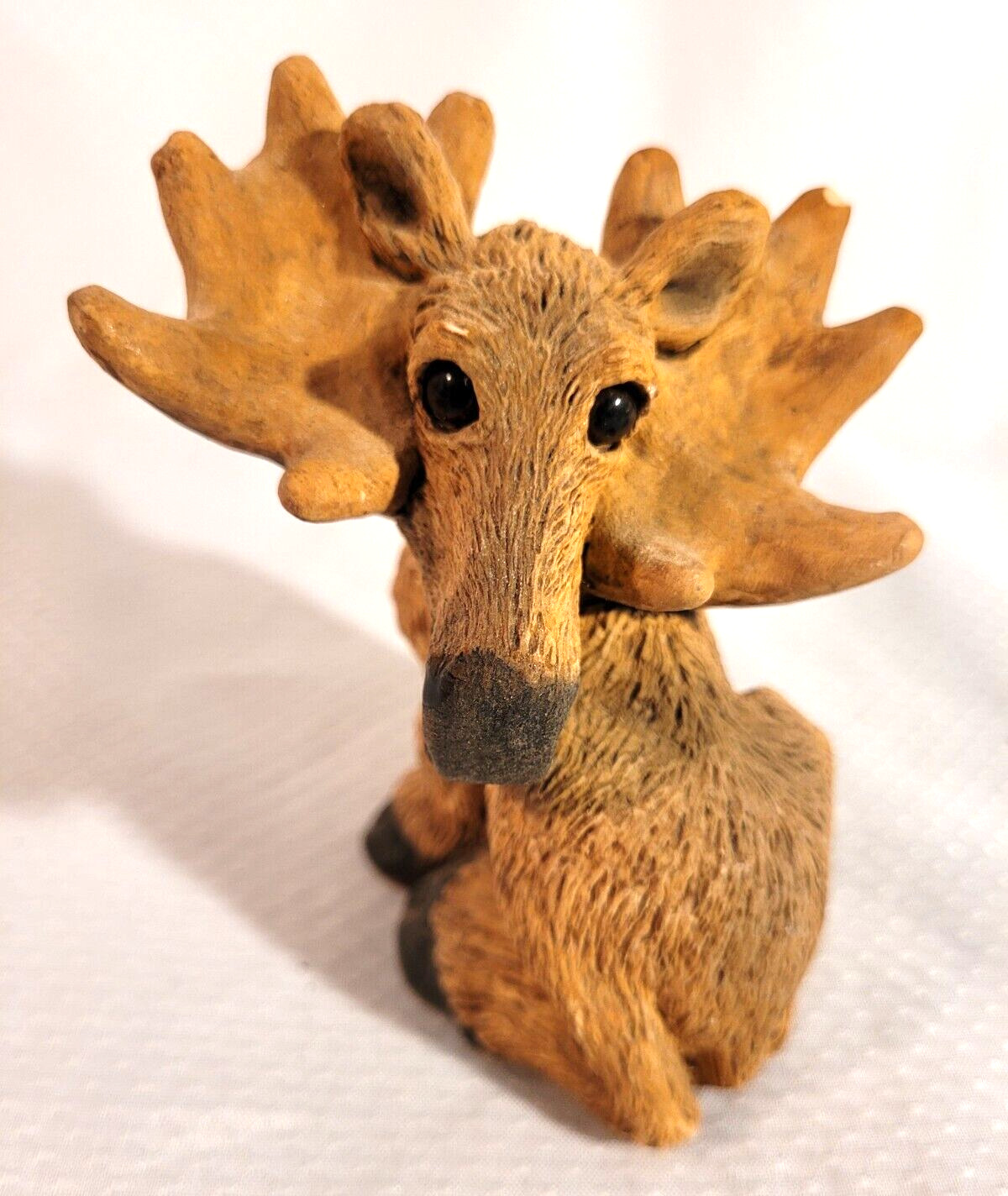 Vintage Stone Critters Moose Retired Figurine with Glass Eyes 4\