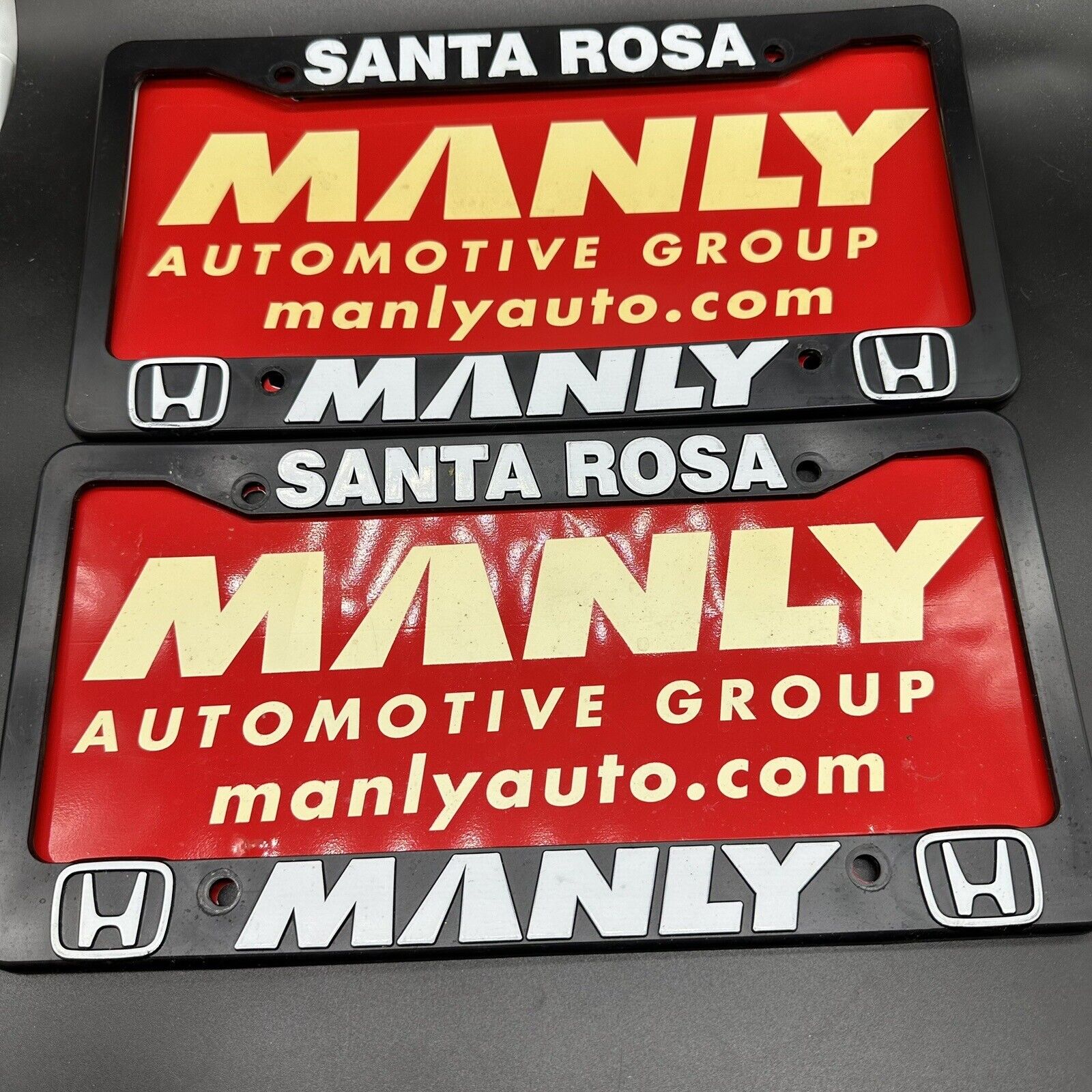 Vtg Santa Rosa MANLY AUTO HONDA DEALERSHIP License plate frame holder lot 2