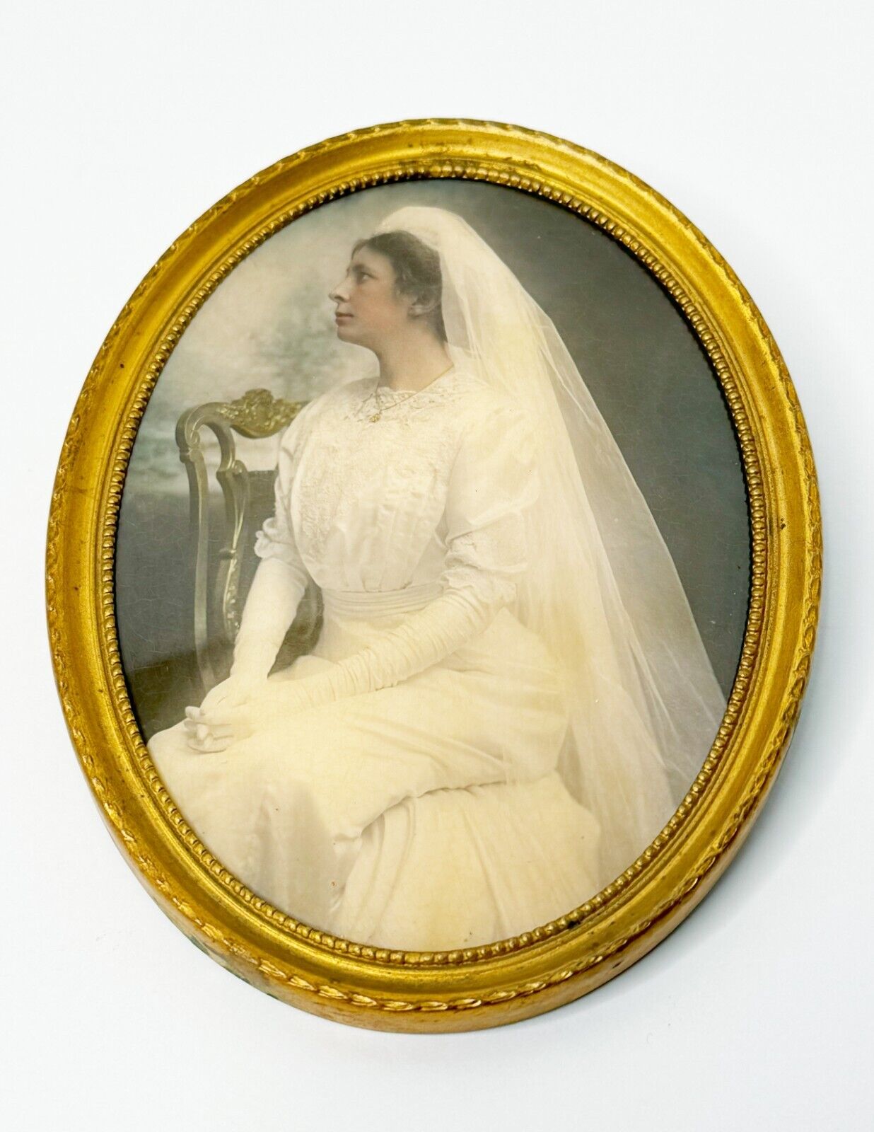 Antique Photograph - Victorian Bride - Color - C. 1908 - Framed