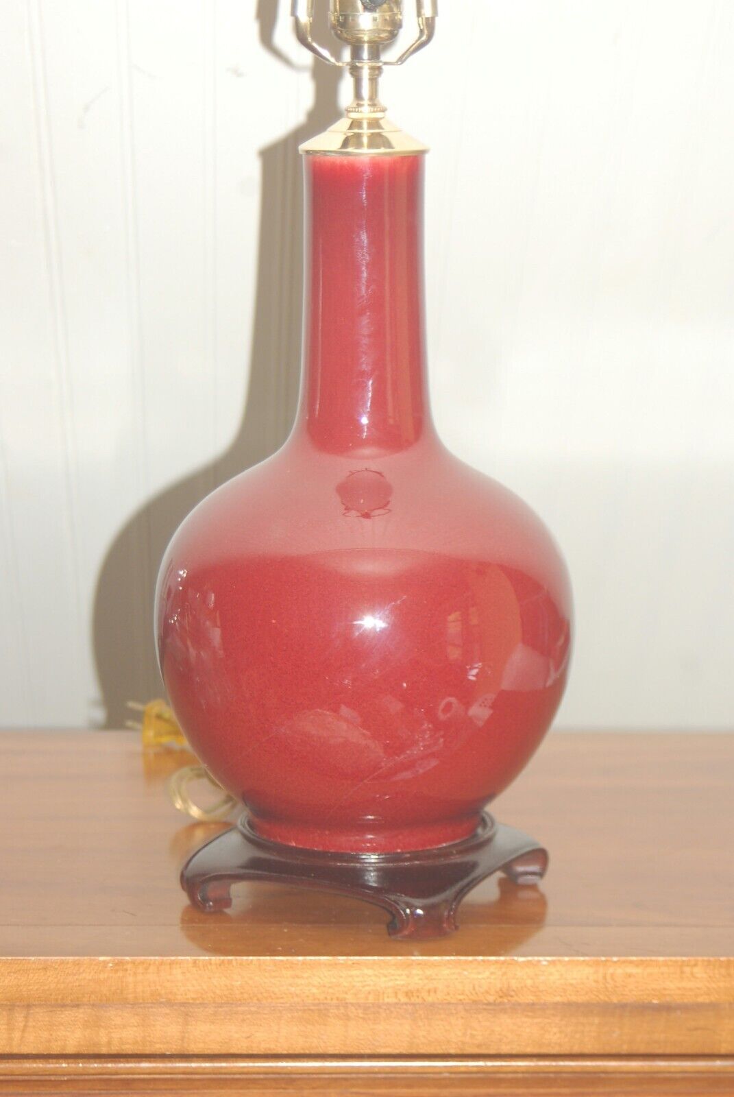 CHINESE OXBLOOD Bottle LAMP Red White Vase Sang de Boeuf Flambe Monochrome A