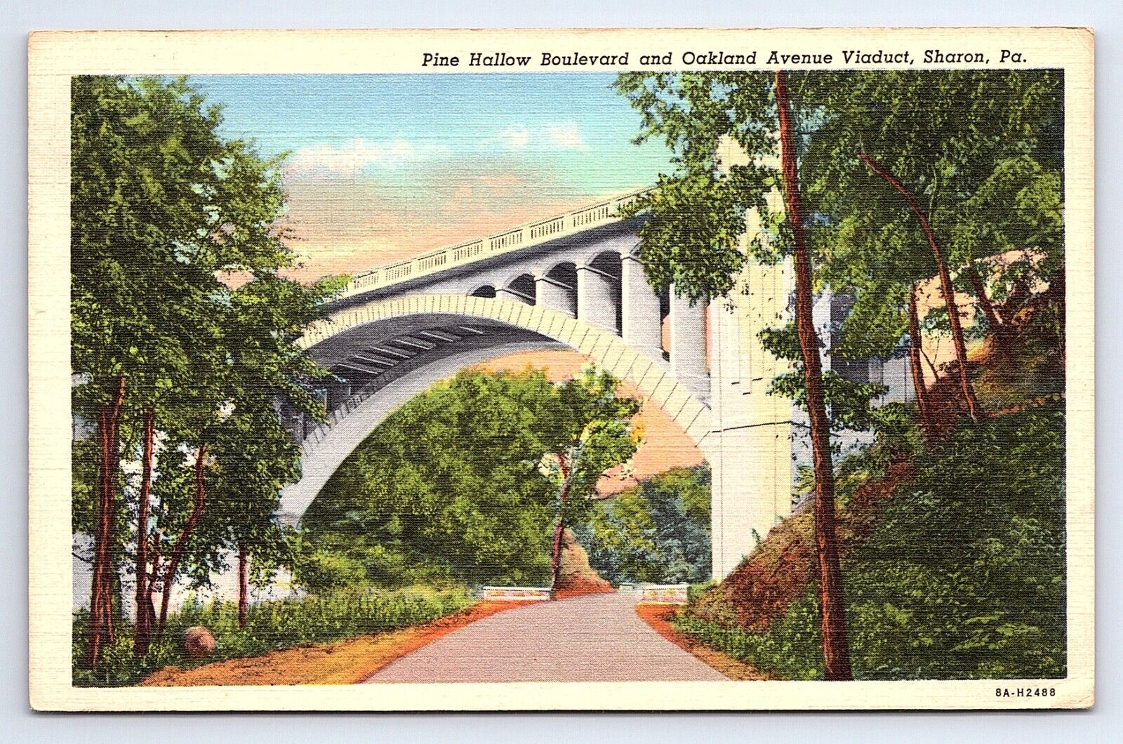 Postcard Pine Hollow Boulevard Oakland Avenue Viaduct Sharon Pennsylvania PA