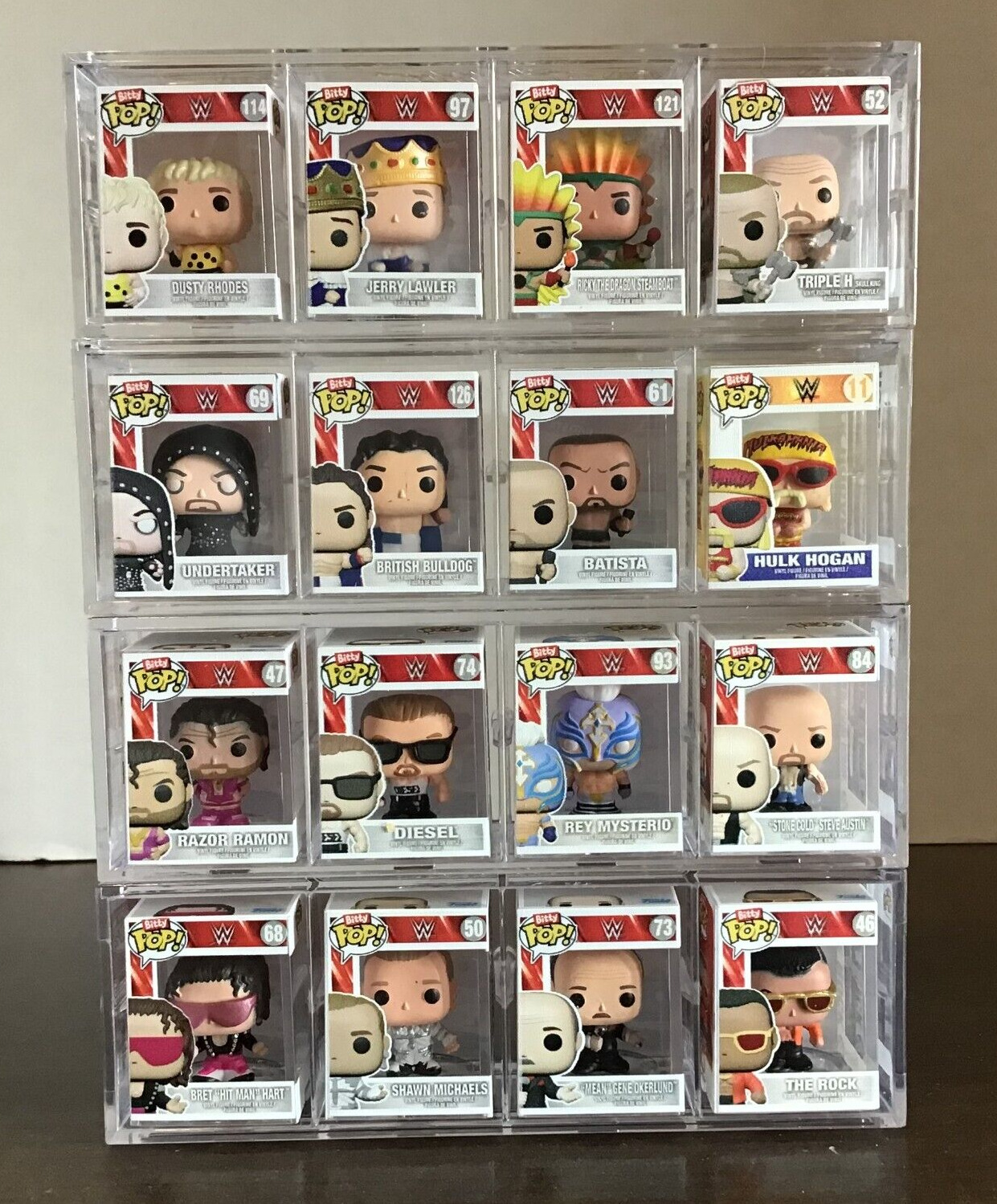 Funko Bitty Pop WWE Complete Set of 16 with all 4 Mystery Chase Pops