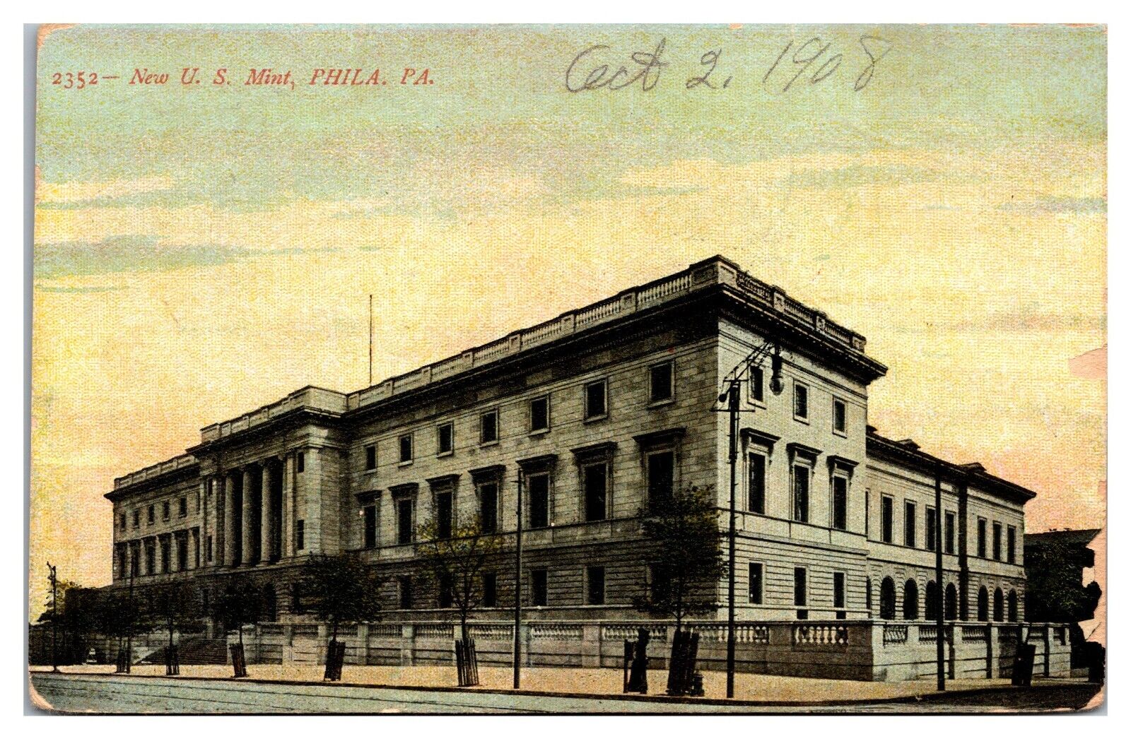 1908 New US Mint, Philadelphia, PA Postcard