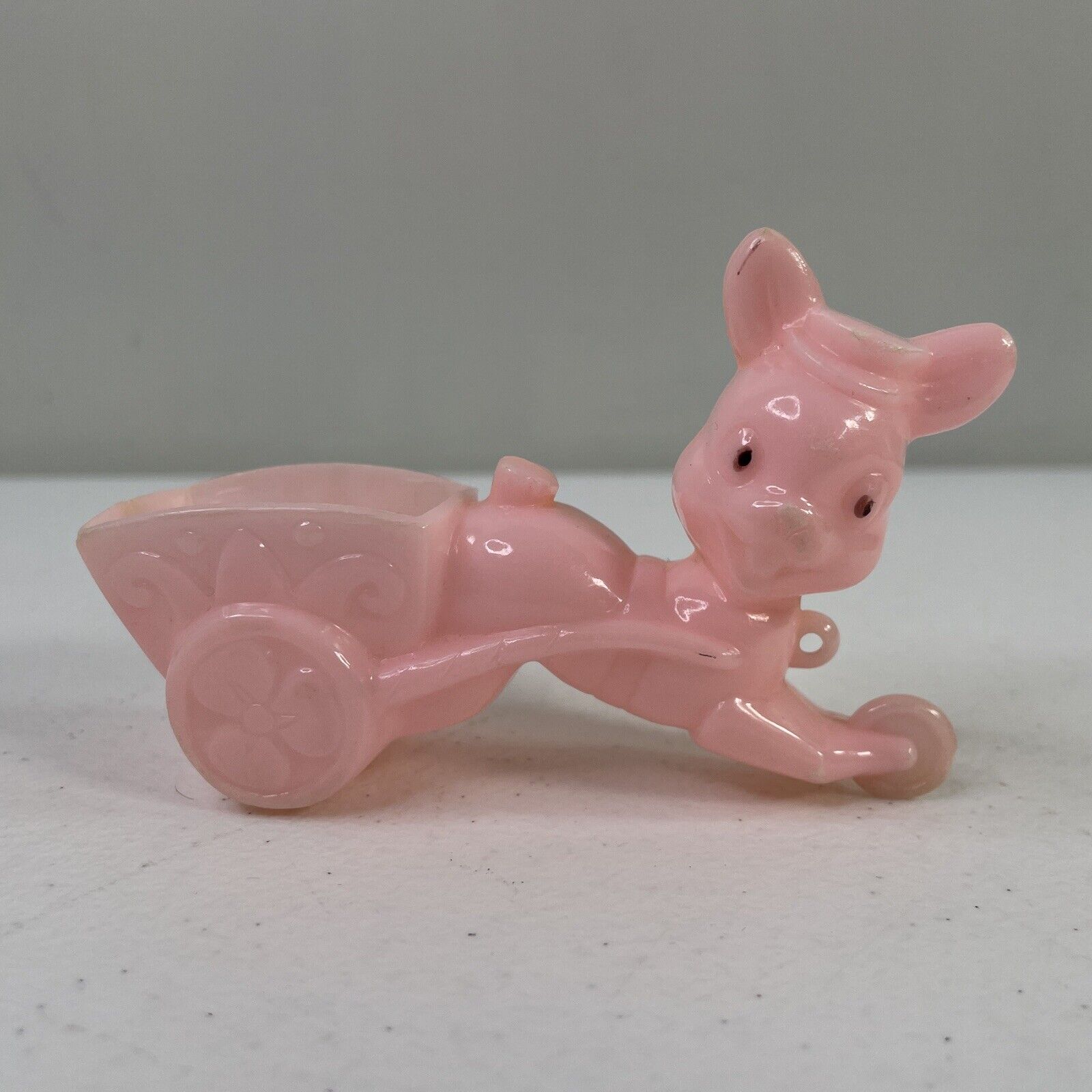 Vintage Rosbro Plastic Easter Bunny Rabbit With Cart Candy Container Pin