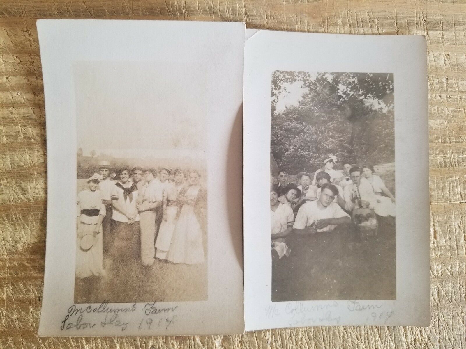 MCOLLUMMS FARM,LABOR DAY 1914.TWO REAL PHOTO POSTCARDS.*P7