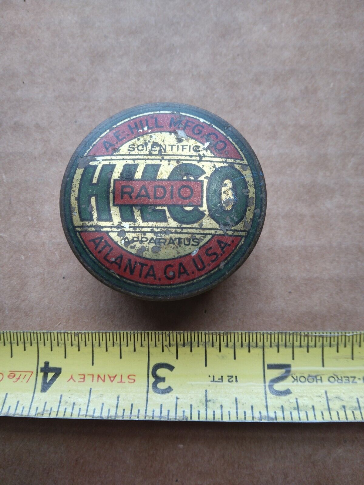 Antique A.E. Hill Co. Scientific apparatus Hilco Radio Small Tin Atlanta GA