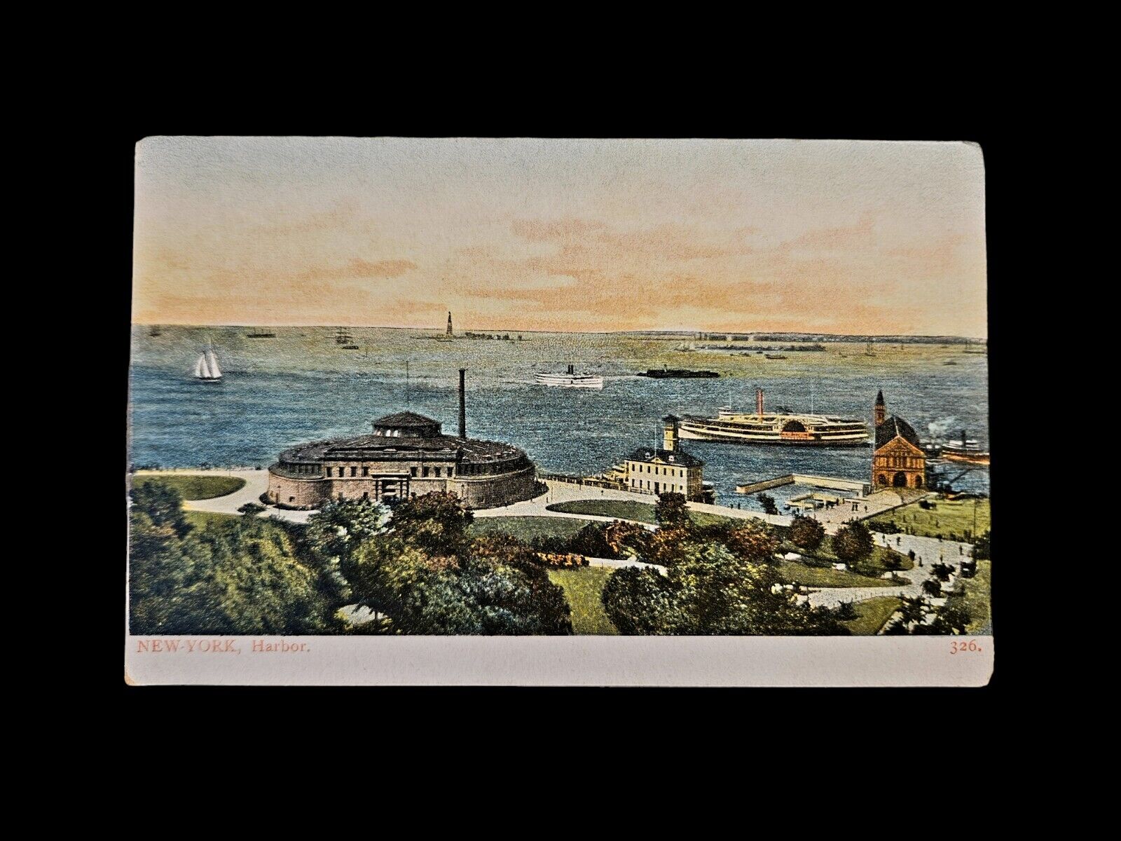 Antique New York Harbor NY Postcard