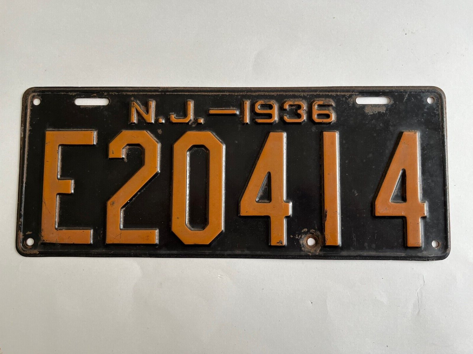 1936 New Jersey License Plate All Original Paint