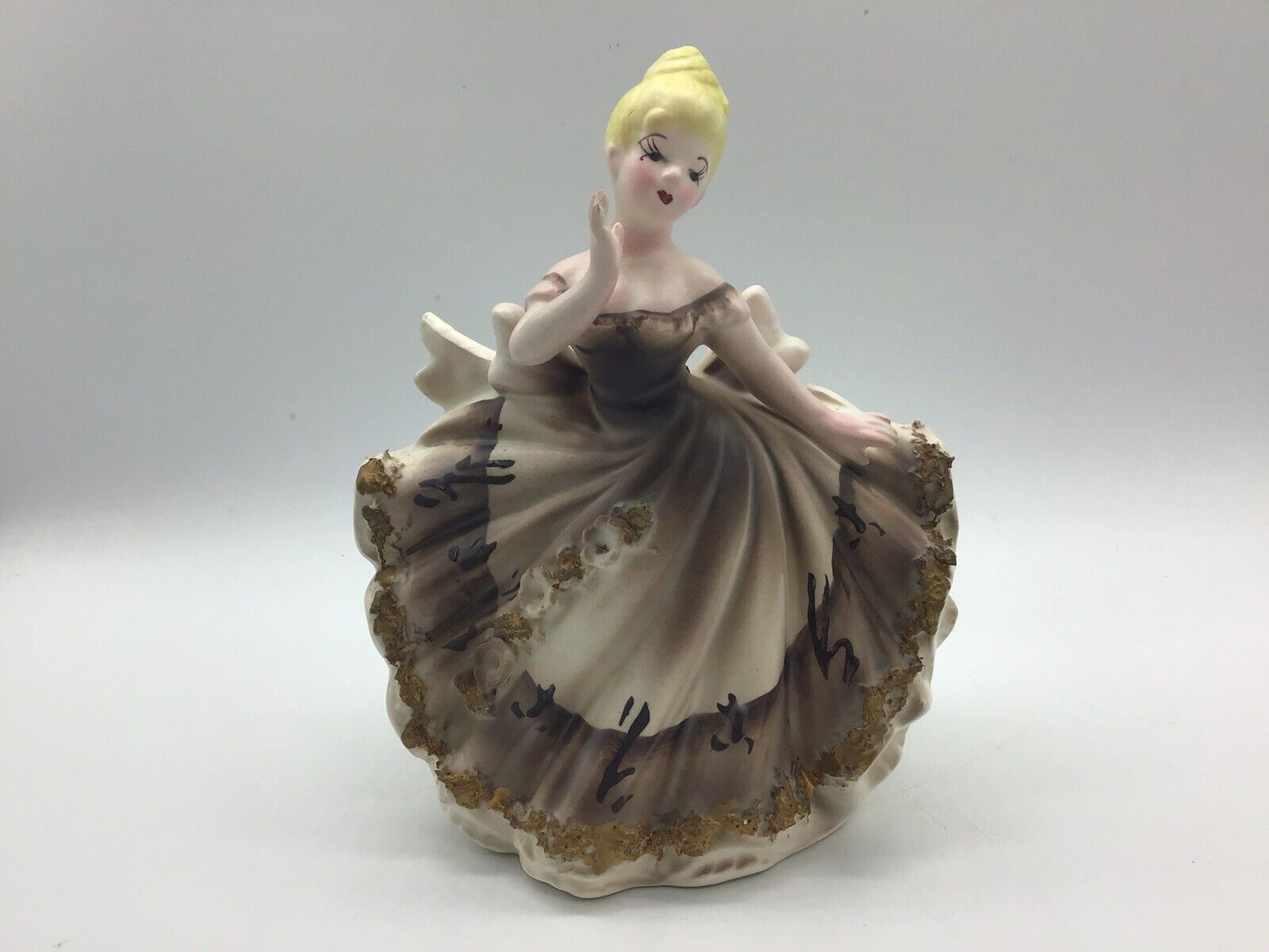 Vintage Dancing Ballroom Gown Lady Planter Vase Figurine~ Mid-Century