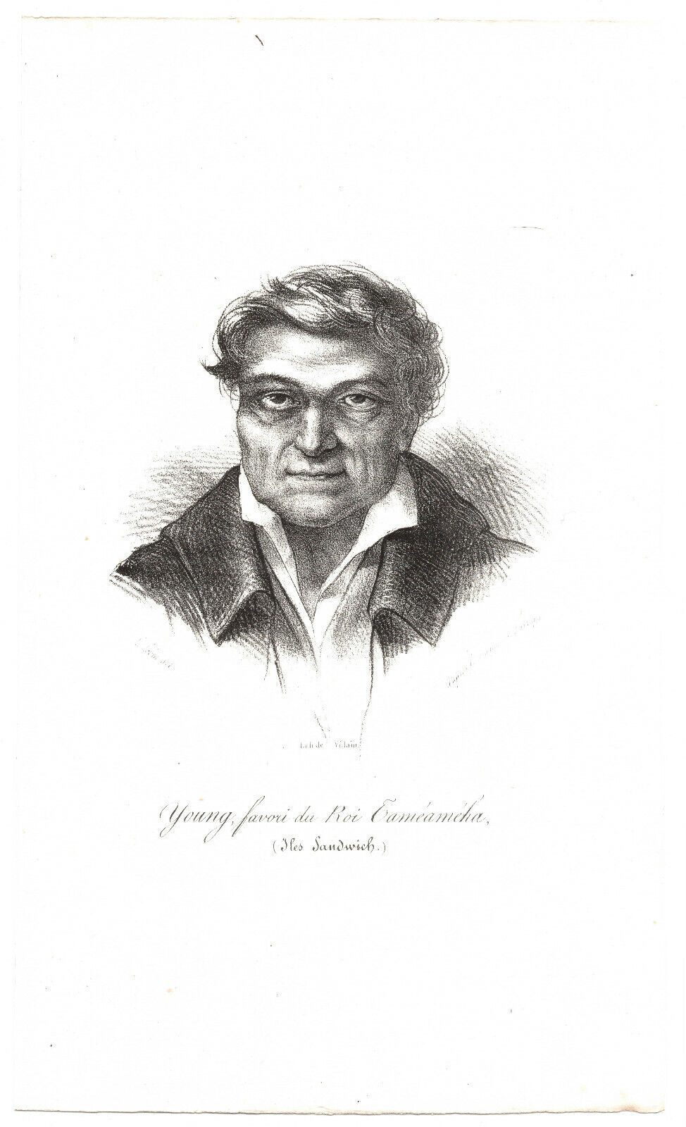 1839 J. Arago HAWAII engraving JOHN 'OLOHANA YOUNG ~ Favorite of King Kamehameha