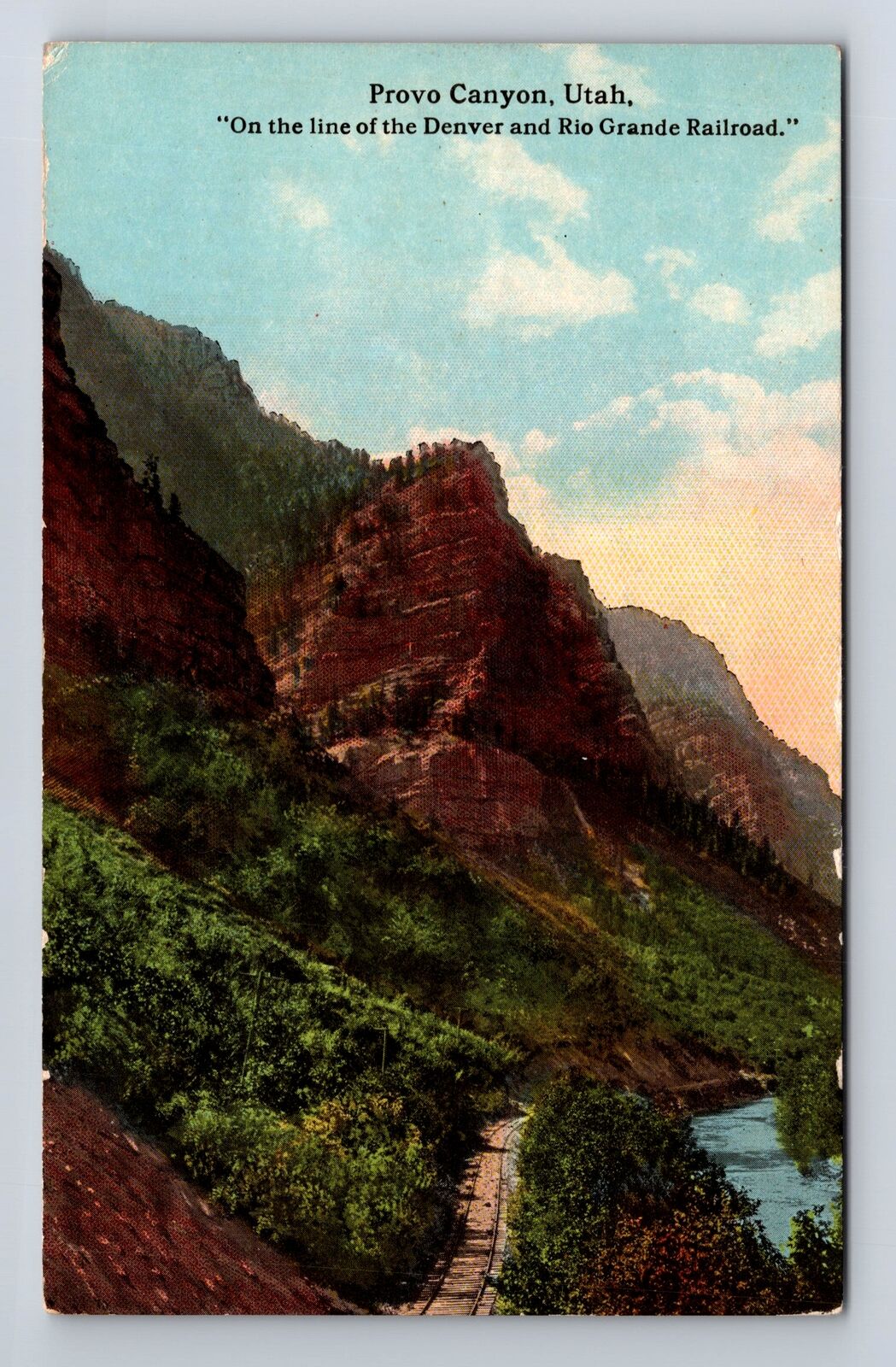 Provo Canyon UT-Utah, On Line of Denver & Rio Grande RR, Vintage Postcard