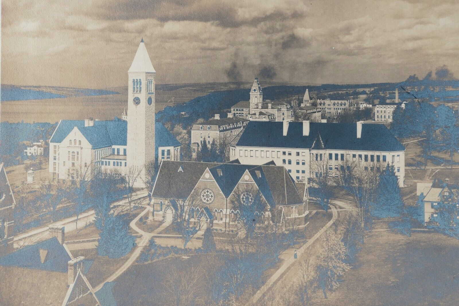 Cornel University Campus Ithaca New York 1800's Photo, Signed Ithaca 9.5 x 7.5