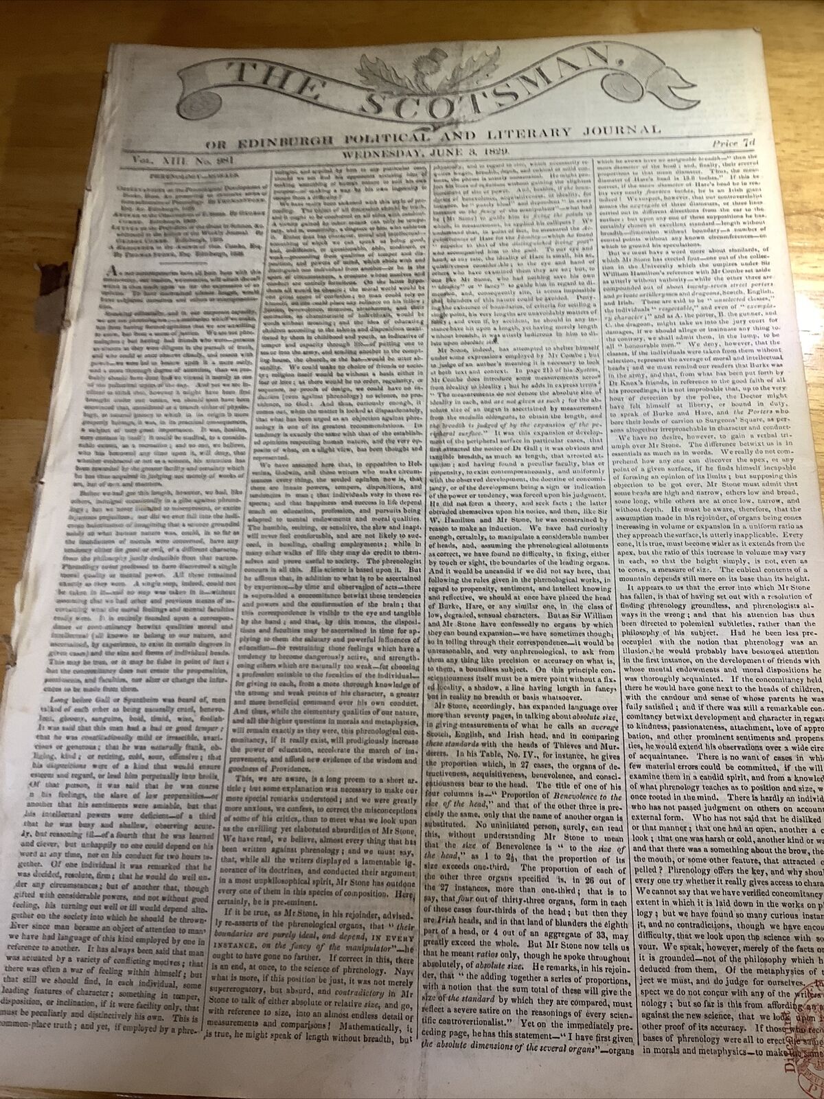 1829 (29)  BOUND THE SCOTSMAN NEWSPAPERS ~ EDINBURGH SCOTLAND