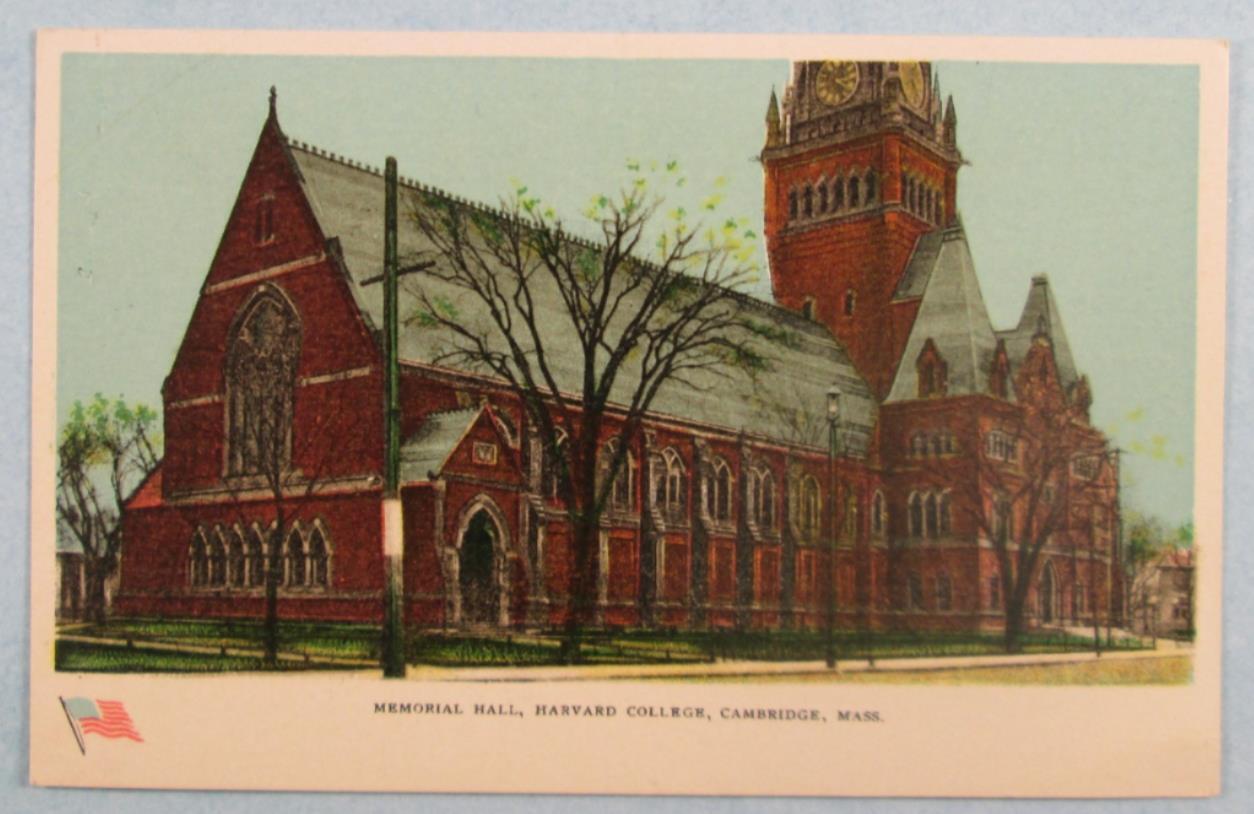 Memorial Hall, Harvard College, Cambridge, MA Massachusetts Postcard (#4437)