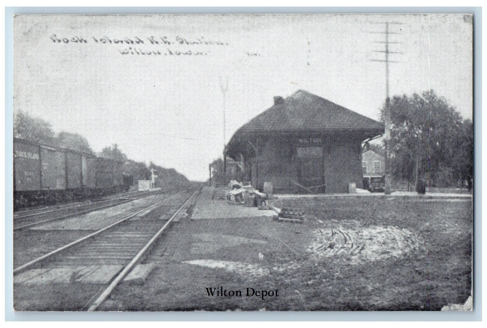 c1905 Rock Island Railroad Station Depot Locomotive Wilton Iowa Antique Postcard