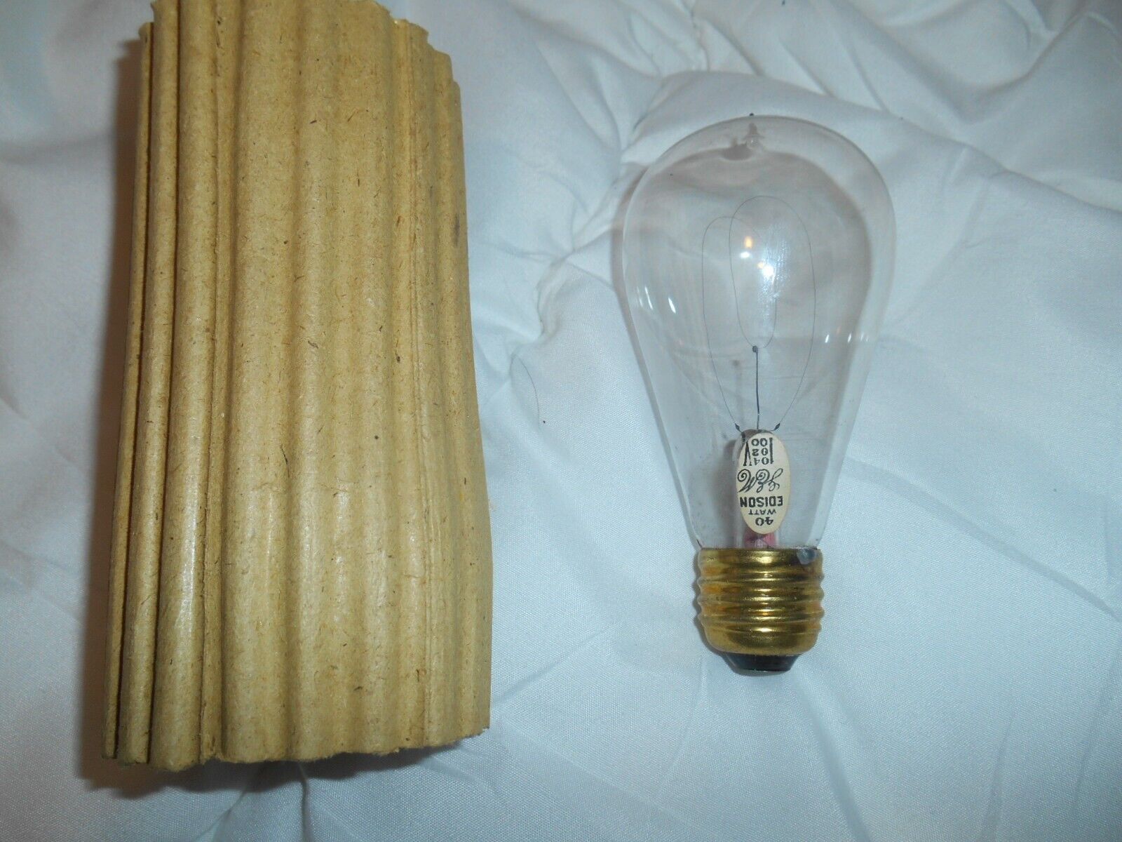 3 Antique Edison Loop Filament Light Bulbs Vacuum Tip. 40 Watt. New Old Stock.