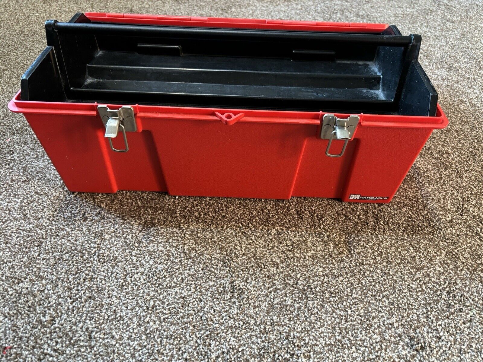 Akro Mils 19 inch Red Tool Box with Tray Double Latch Lockable Vintage