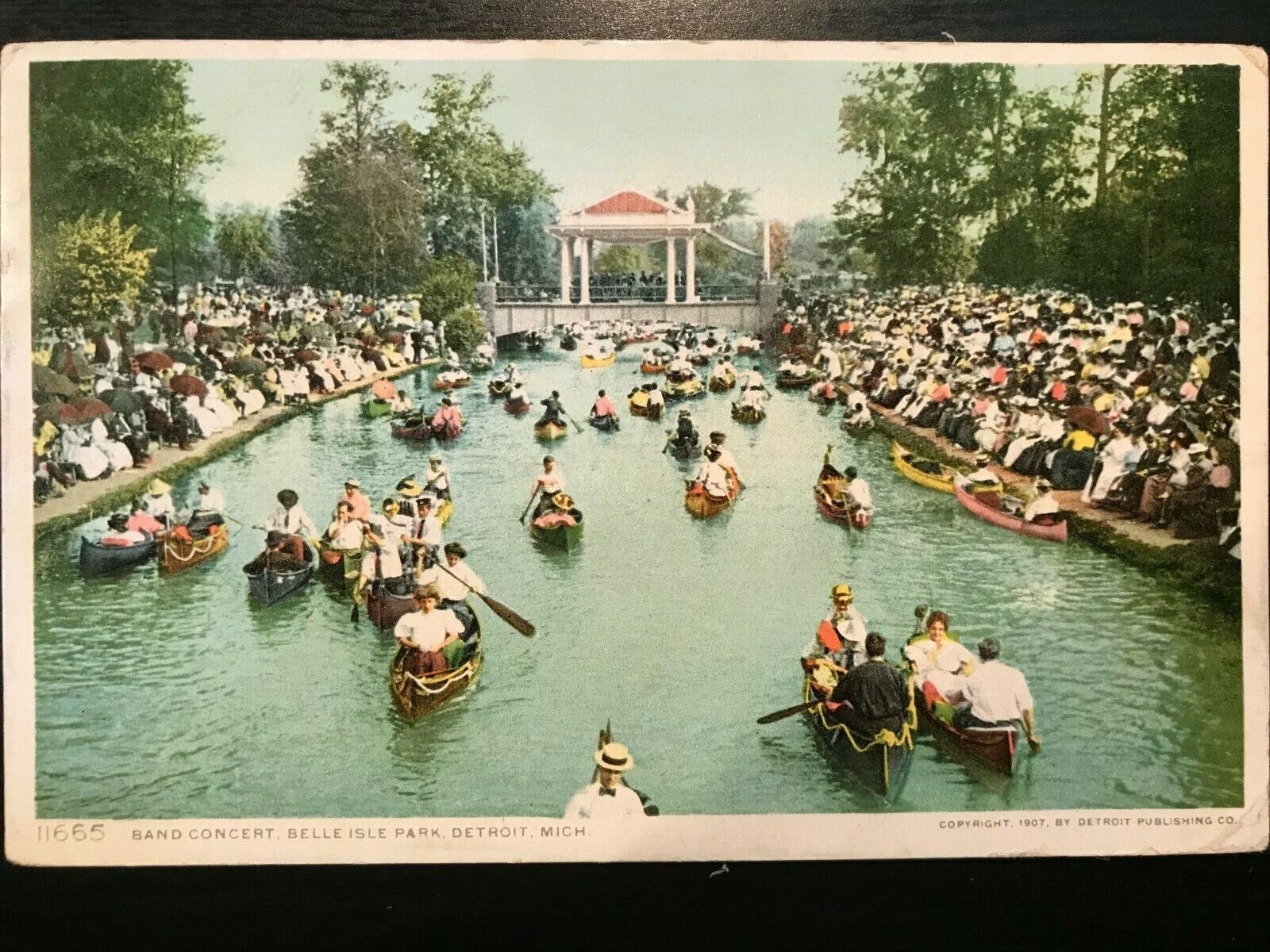 Vintage Postcard 1909 Band Concert, Belle Isle Park, Detroit, Michigan (MI)