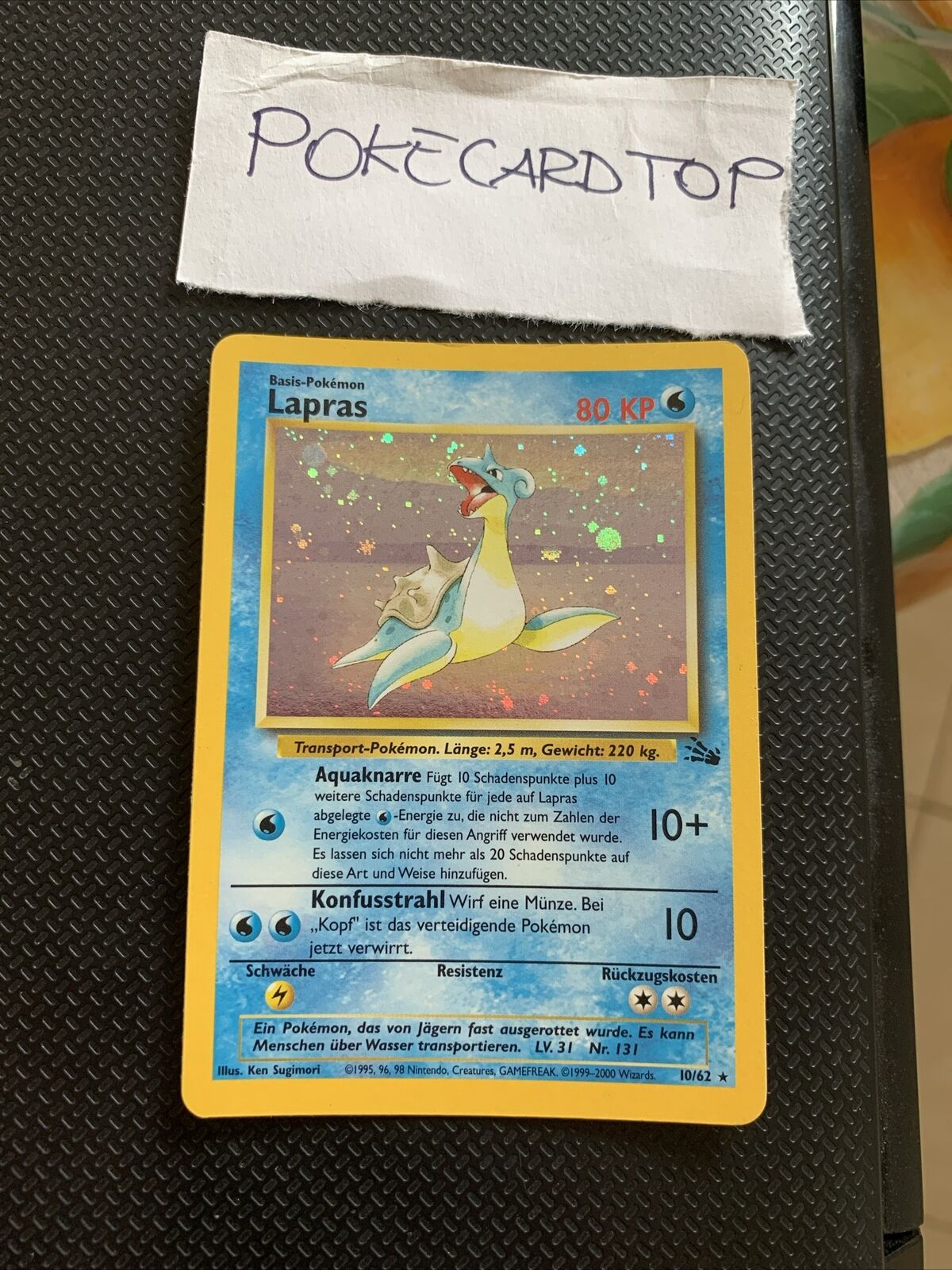 Pokemon Card Lapras 10/62-Fossil-German-Holo-Exc