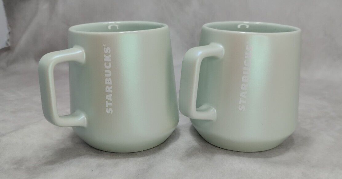 Starbucks ceramic cups (2) Winter 2021 Release Pearlescent Mint 