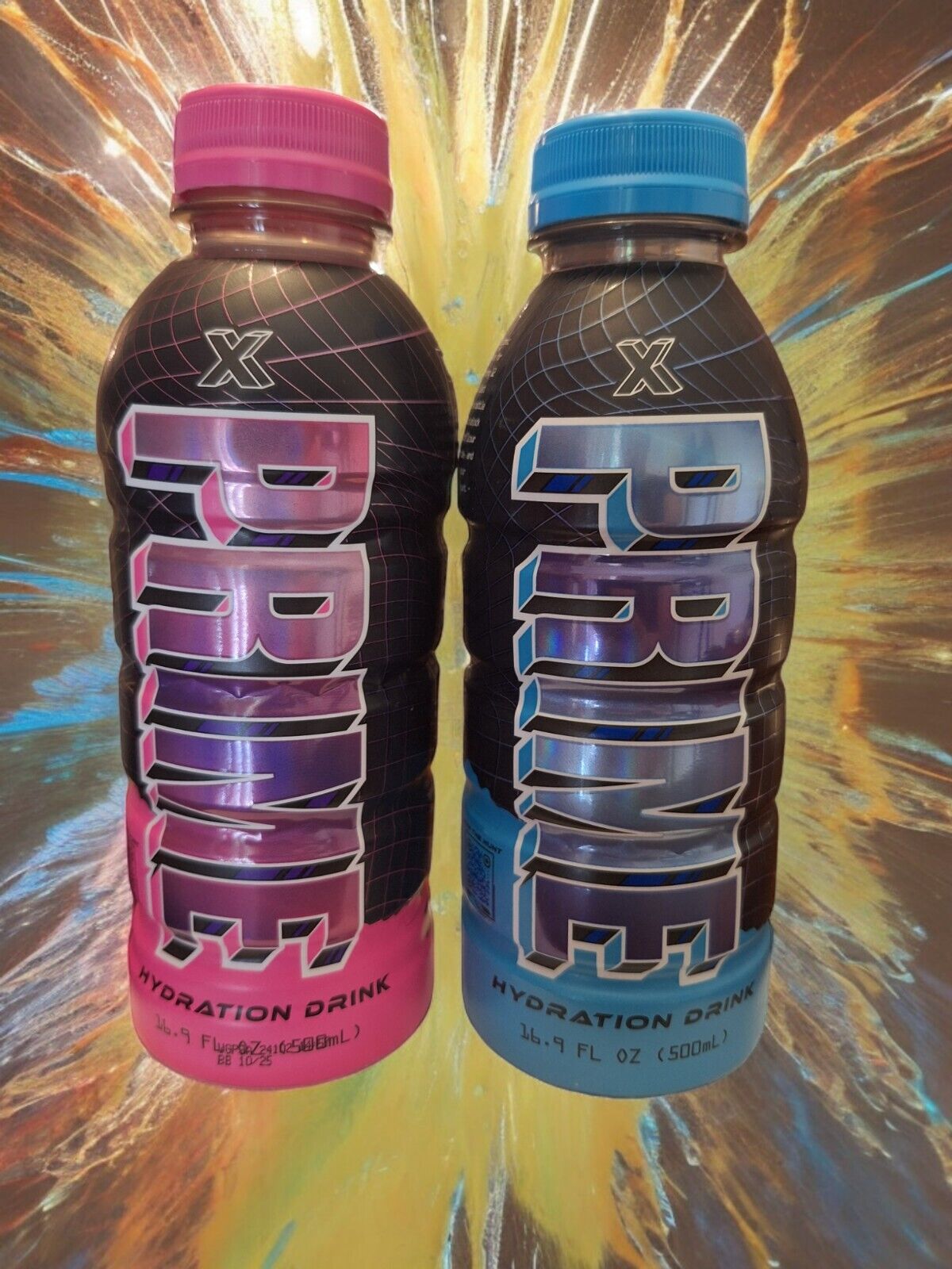 NEW Prime X Hydration Drink Pink & Blue Holographic RARE Sealed In Hand 2 PACK