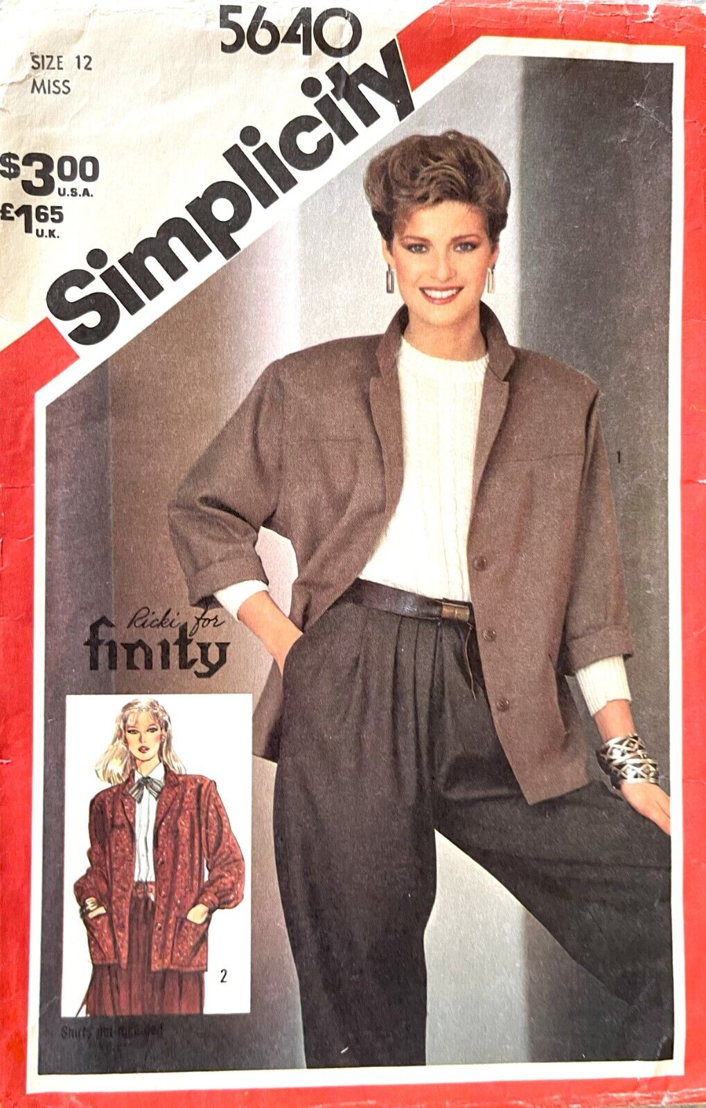 1980\'s Simplicity Misses\' Jacket Pattern 5640 Size 12 UNCUT