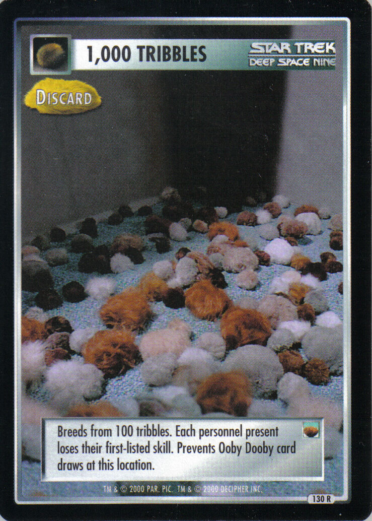 STAR TREK CCG TROUBLE WITH TRIBBLES RARE CARD 1,000 TRIBBLES (DISCARD)