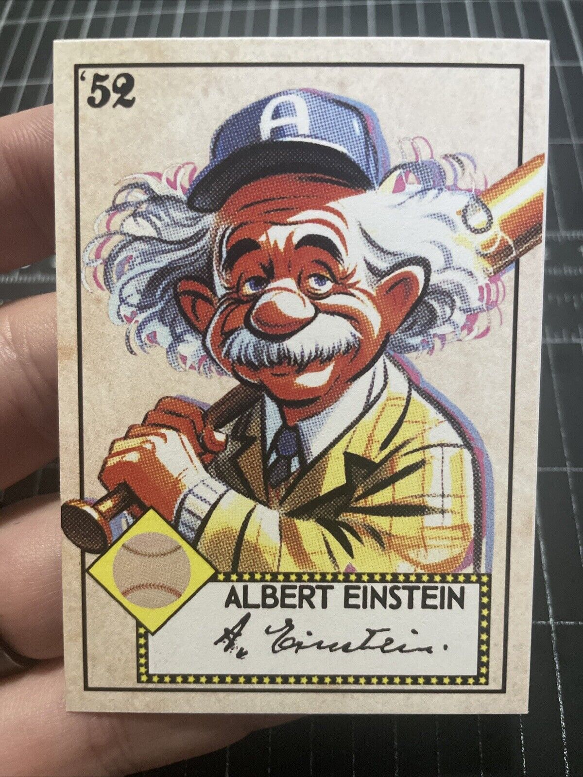 ‘52 Design Albert Einstein Baseball Card Art Print Trading Card  - by MPRINTS