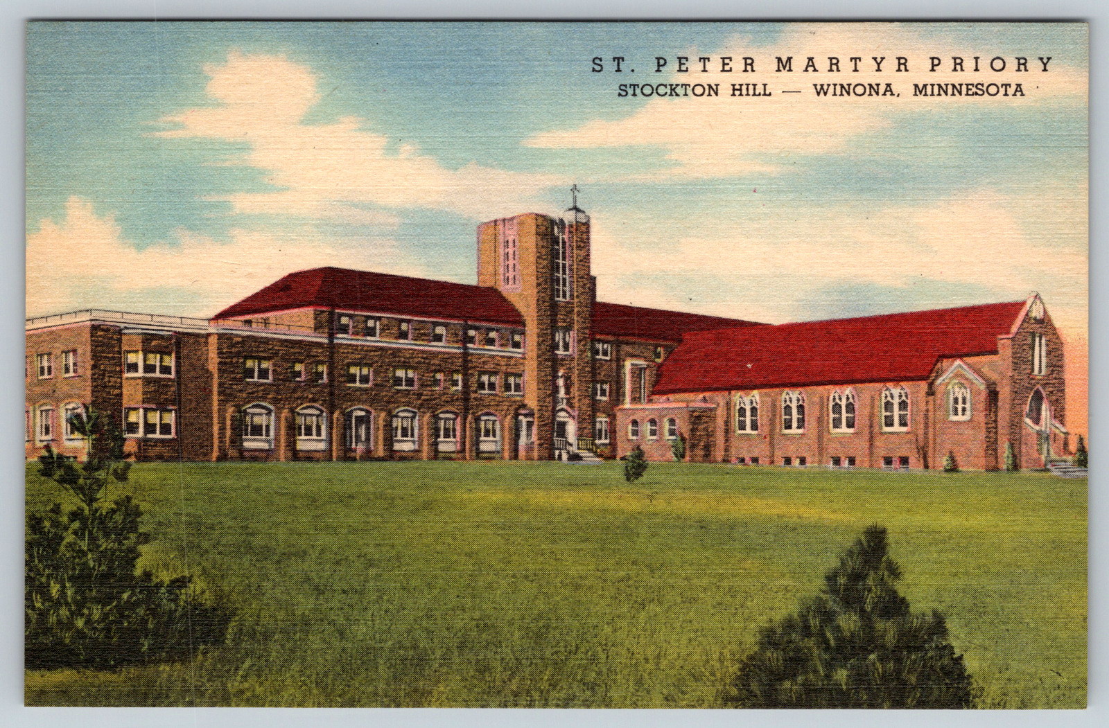 c1940s St. Peter Martyr Priory Winona Minnesota Stockton Hill Vintage Postcard