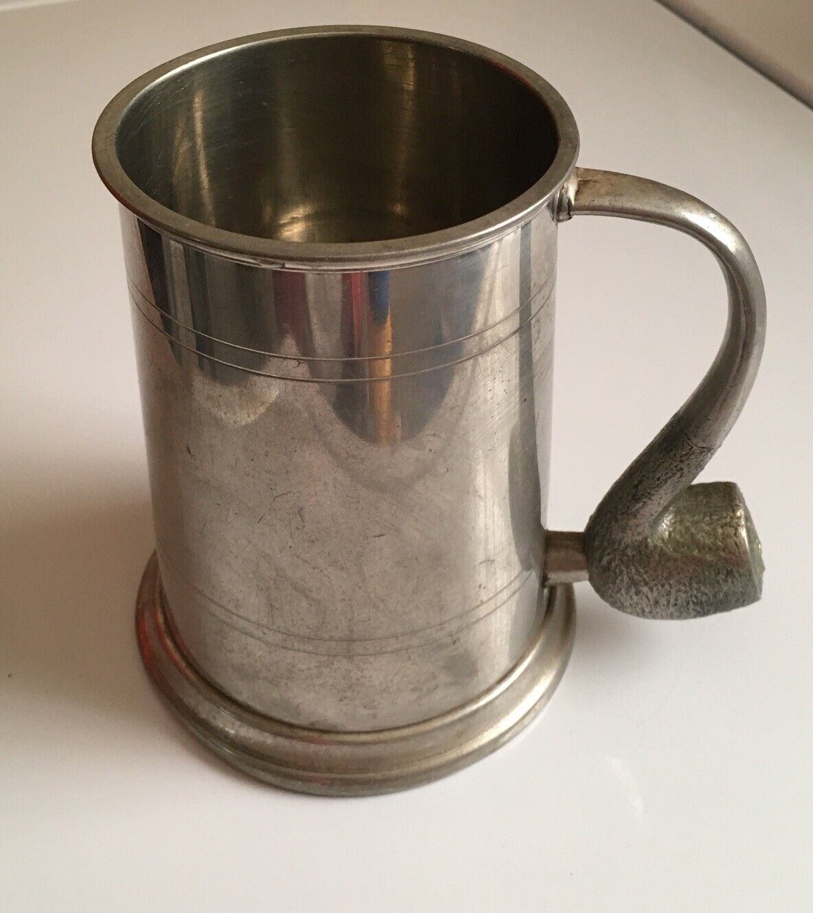 Vintage Pewter Mug with Pipe Handle Rare Read Description