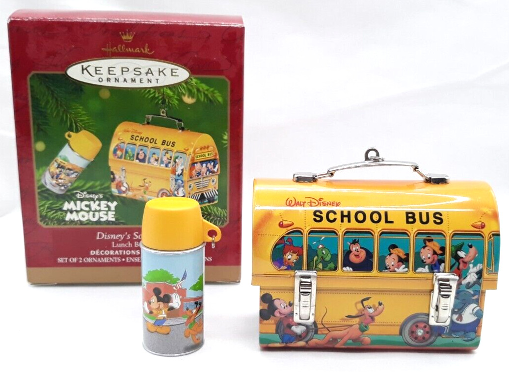 2001 Hallmark Keepsake Ornament Disney Mickey Mouse School Bus Mini Lunch Box