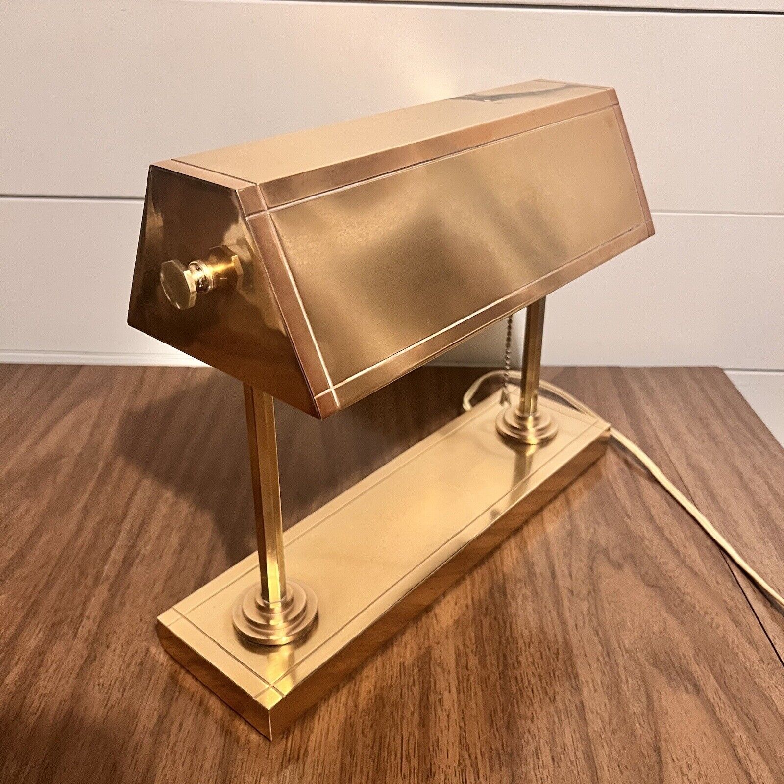 1940s Art Deco Copper Bank Teller Lamp Articulating Shade Vintage Desk Lamp