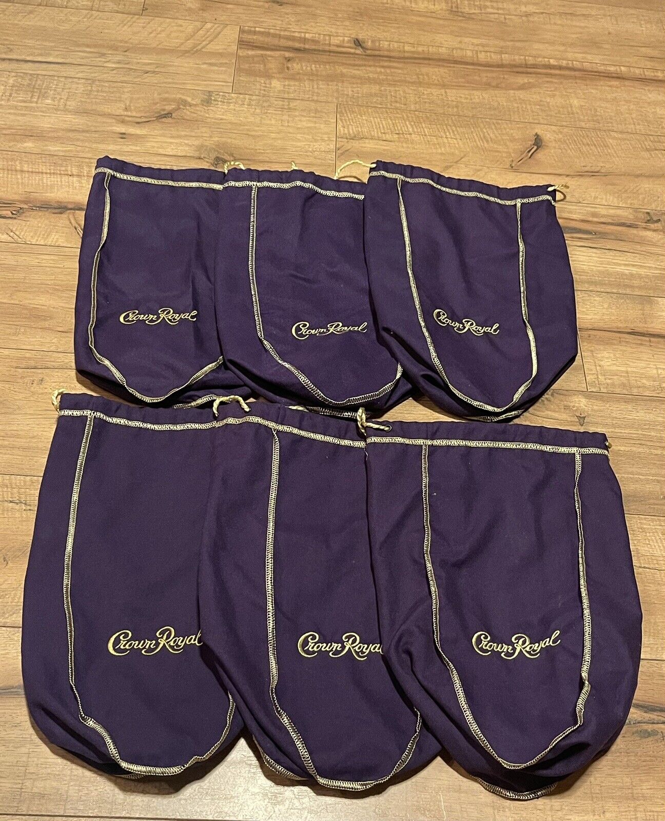 Lot of 6 Crown Royal Purple Drawstring Bags ~ EUC