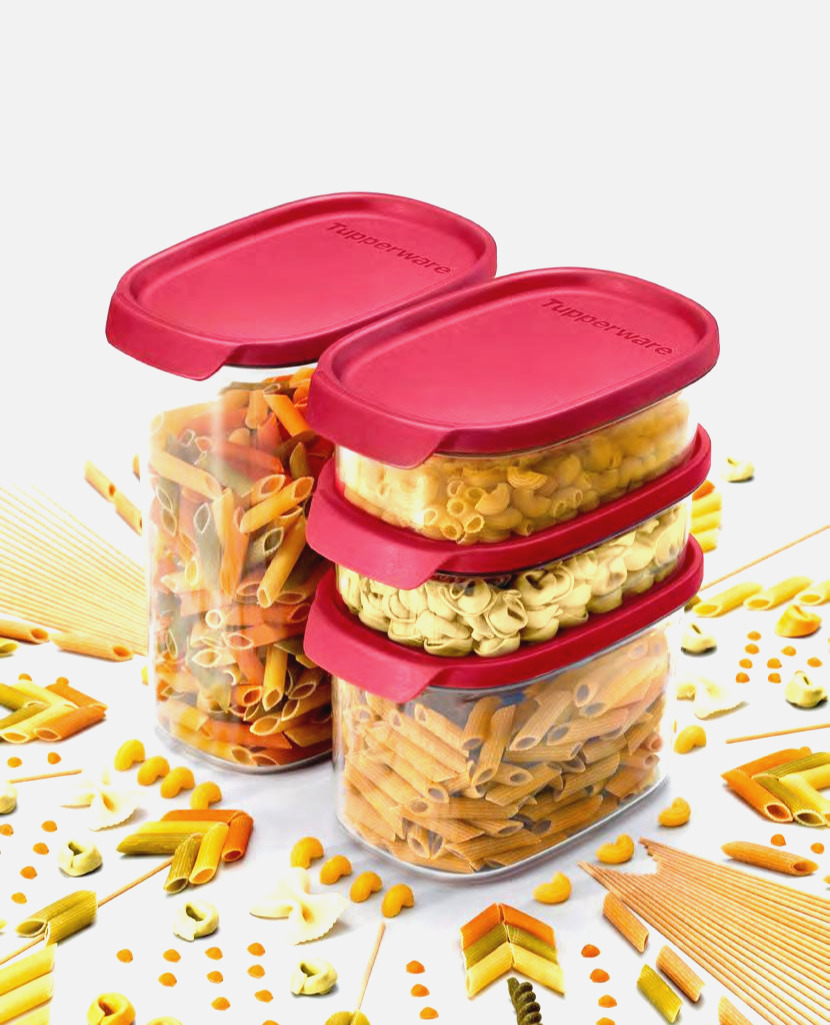 Tupperware Ultra Clear Container Set of 4 Red Seal New