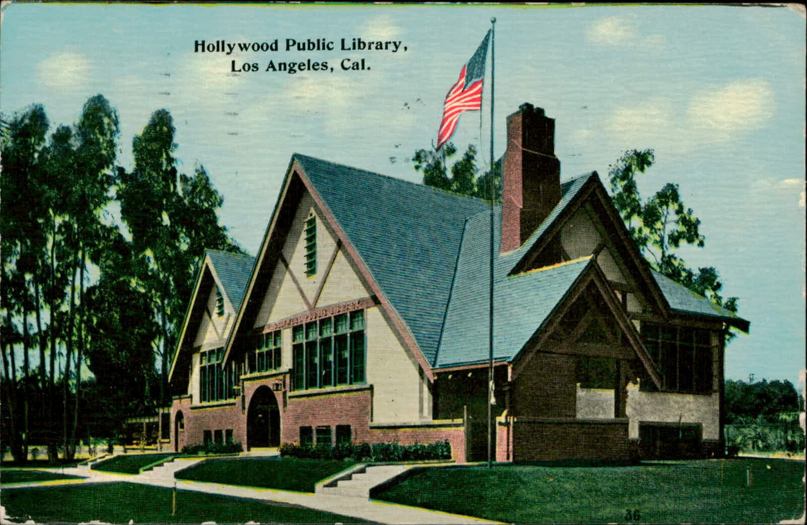 Postcard: Hollywood Public Library, Los Angeles, Cal.