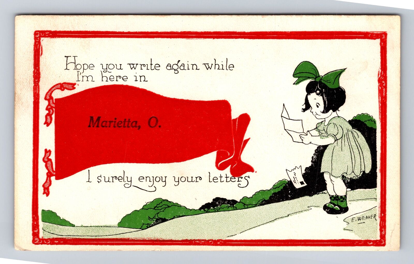 Marietta OH-Ohio, General Advertising Greetings, Vintage c1920 Souvenir Postcard