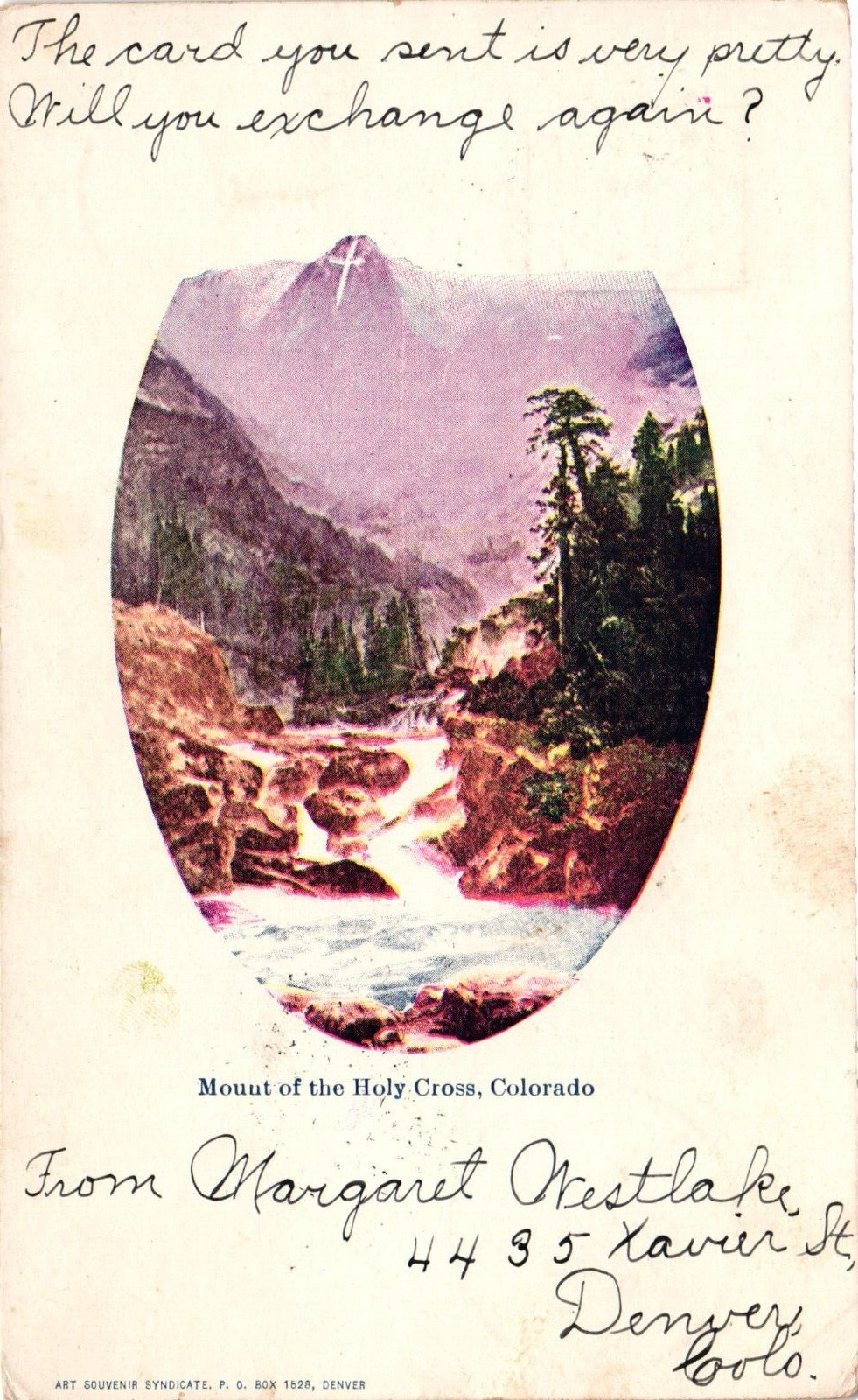 Vintage Postcard - 1906 Mount Of The Holy Cross Colorado Posted Un-Divided