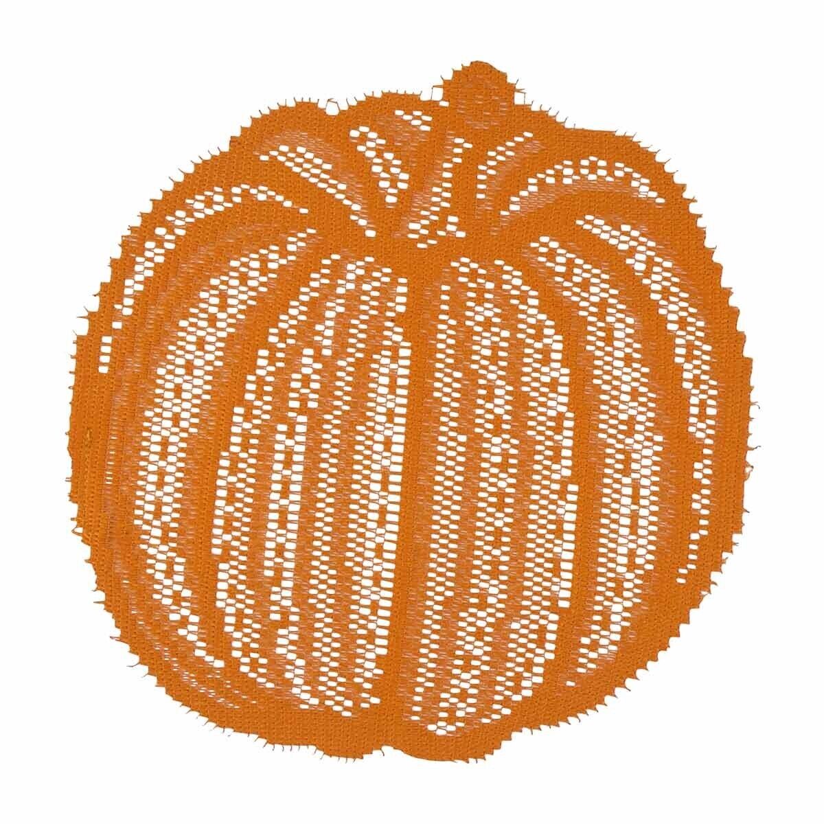 Fall Harvest Halloween 11.8 Inch Dia. Pumpkin Lace Dollies 2 Pack