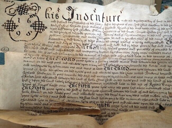 c17th Rare Vellum Indenture Dealing With Thomas Watson Property Issues c1680