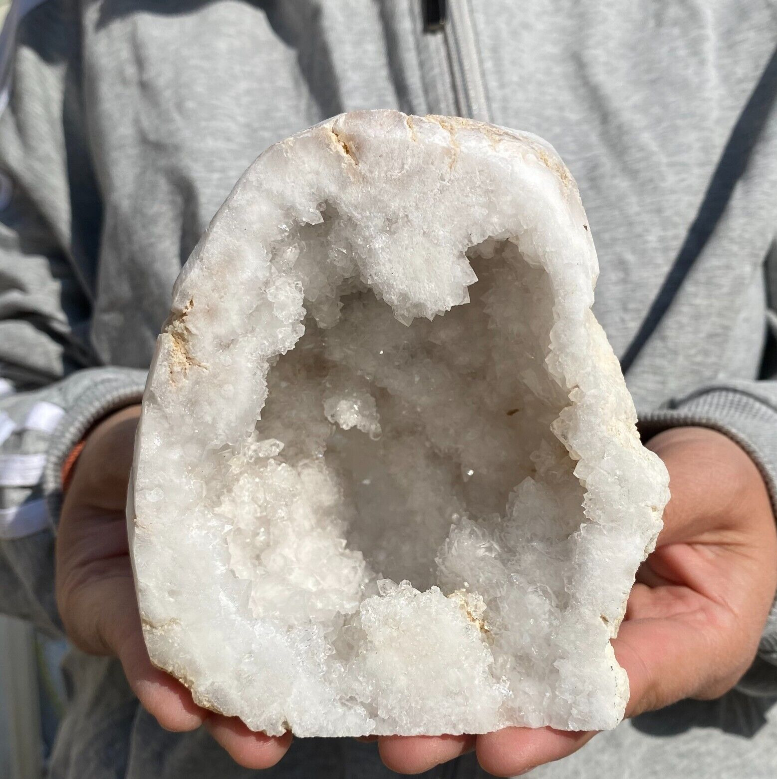 660g Large White Morocco Geode Agate Sparkling Quartz Crystal Rough Specimen