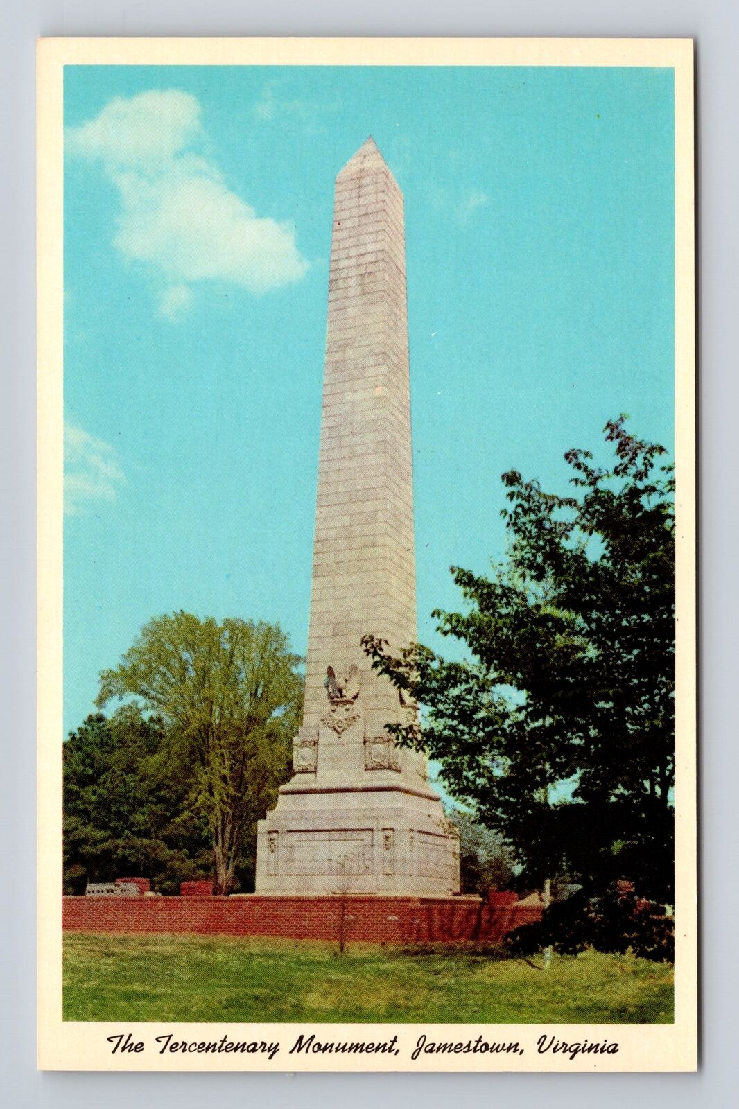 Jamestown VA-Virginia, the Tercentenary Monument, Antique Vintage Postcard