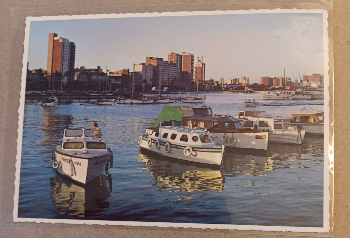Vintage Post card Boats at anchor at Durban yacht club, Natal, South Africa 28