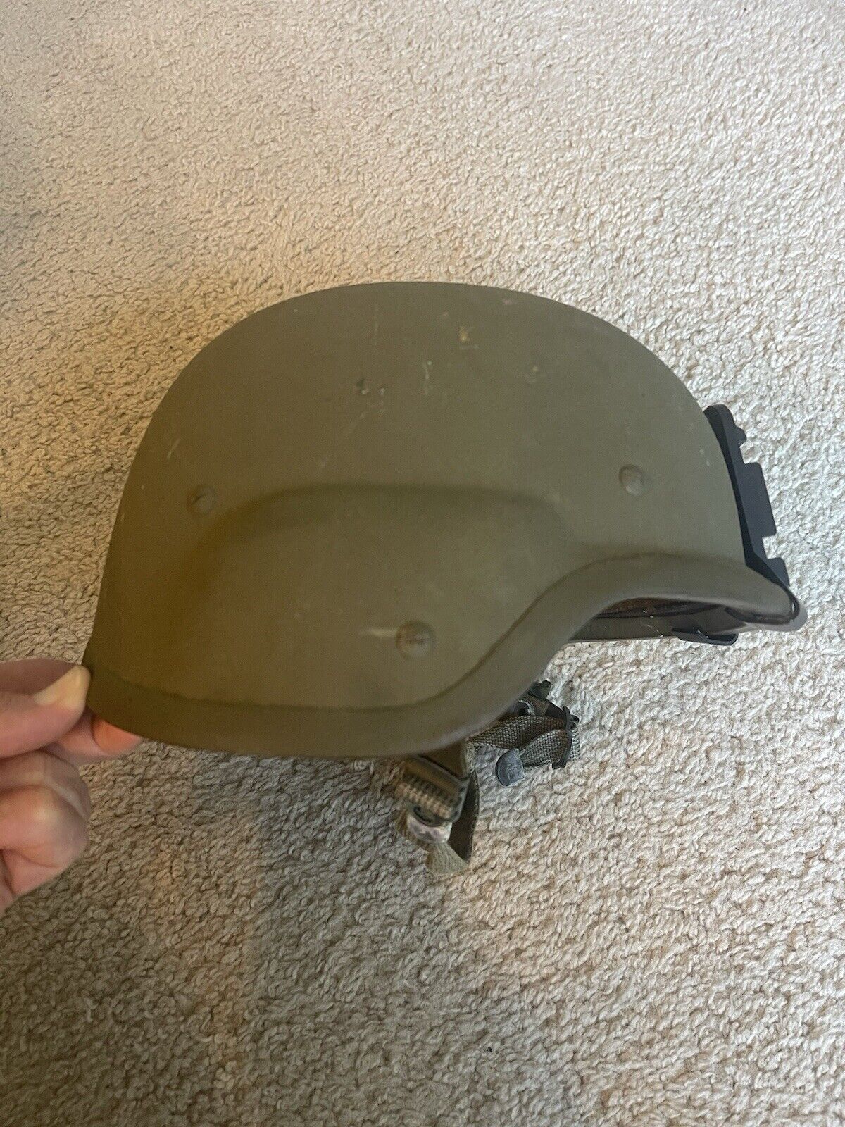 Vintage US ARMY MILITARY PASGT Made With KEVLAR HELMET, Small S-1, OD Green