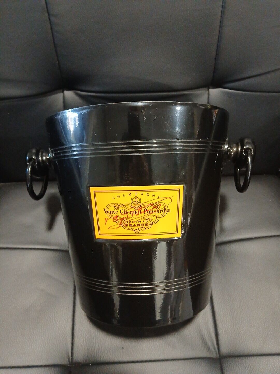 VTG Veuve Clicquot Ponsardin Francs Metal Ice Bucket Black Made Germany 5 Liter